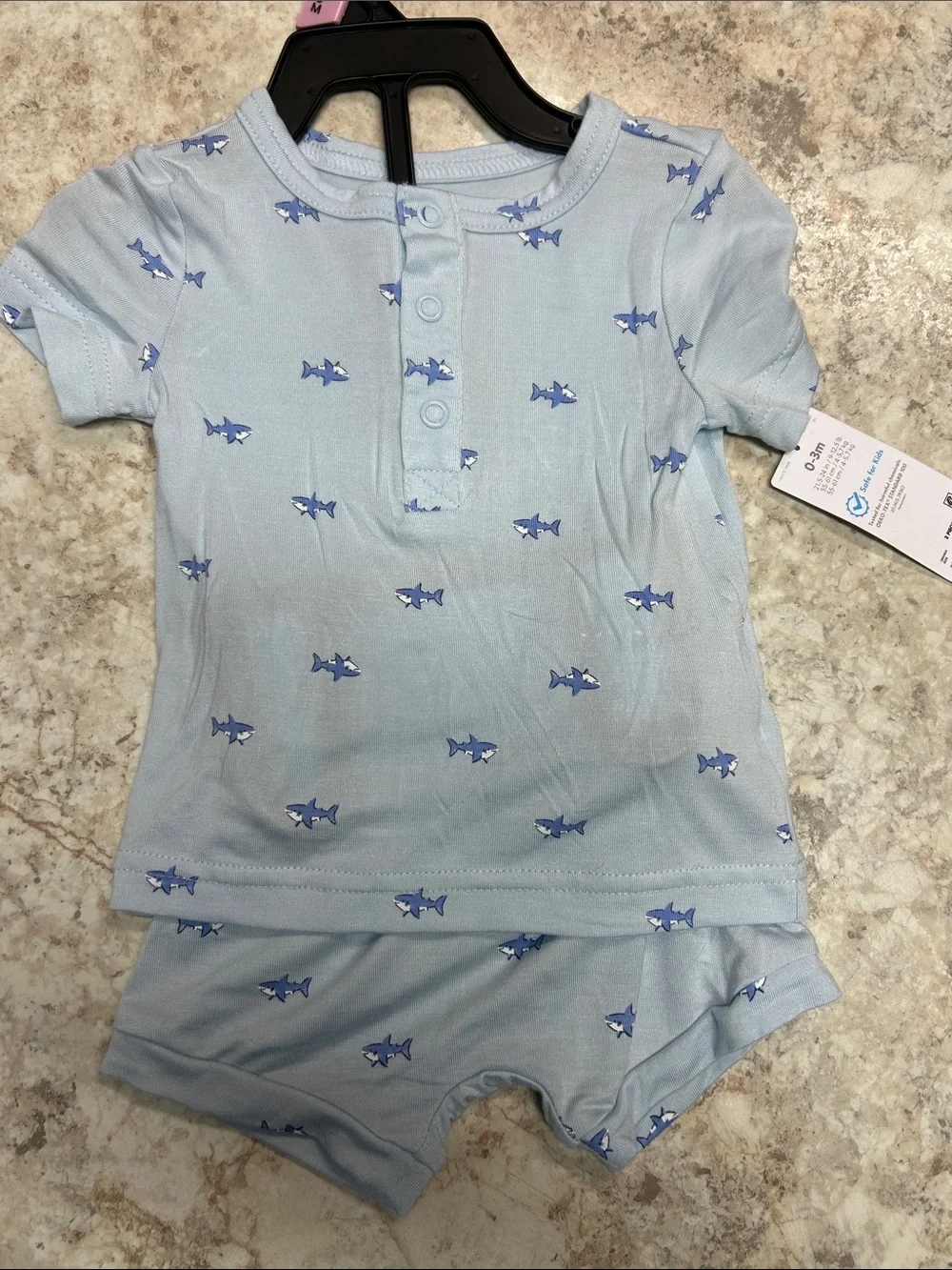 Carter's viscose bamboo Light Blue Shark Short-Sleeve Pajama Set